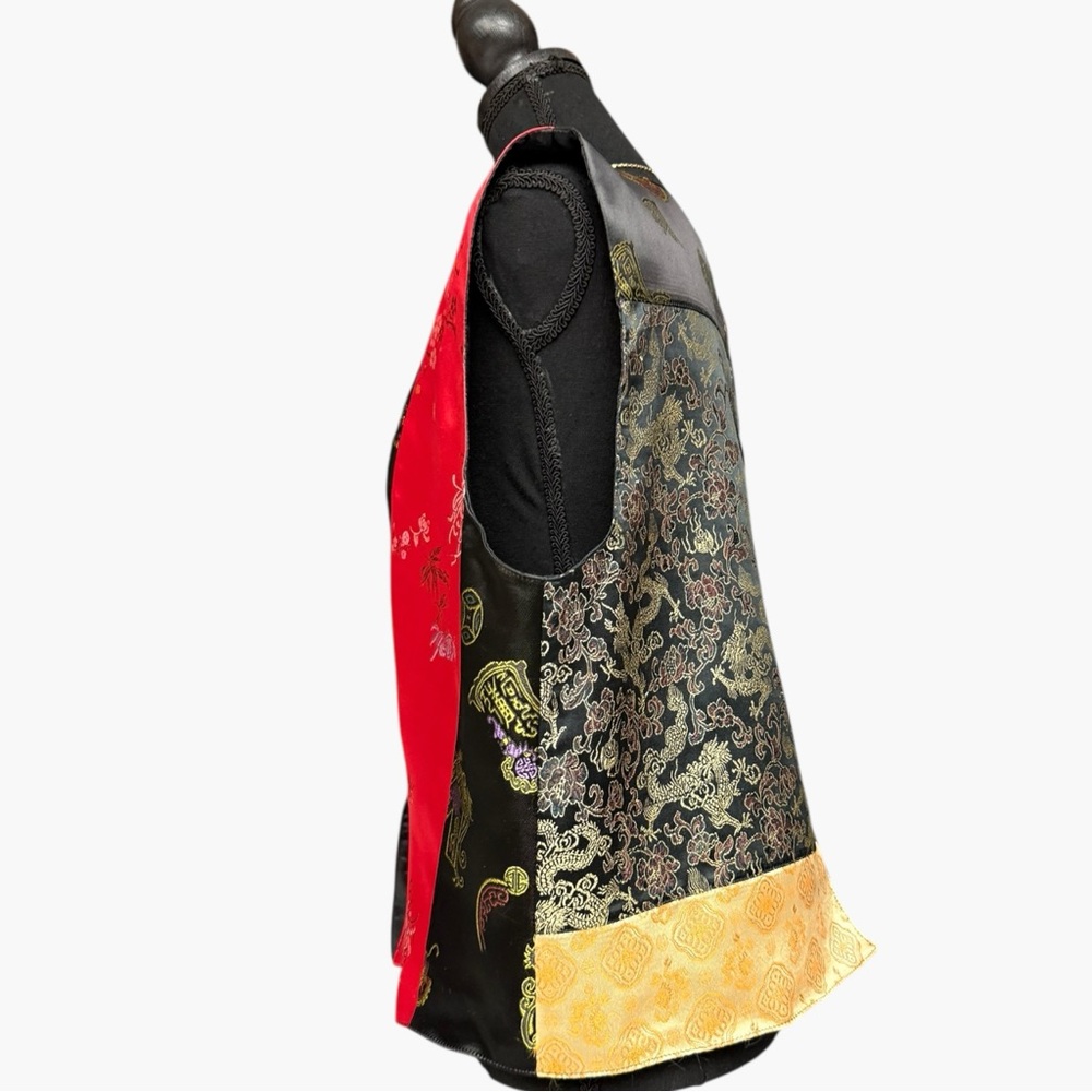 Vintage Chico’s Design Patchwork Brocade Vest Asi… - image 3